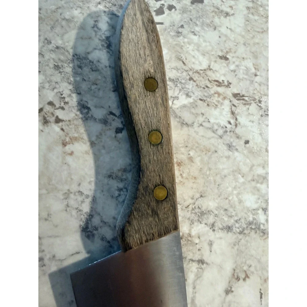 Vintage Molybdenum Vanadium Steel Chef Knife Wood Handle Taiwan 11.75 Inch